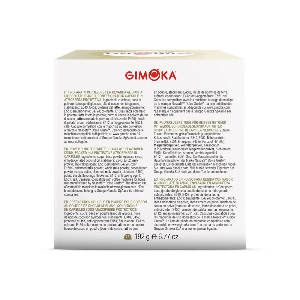 Gimoka Kaffeekapseln, Geschmack WEISSE SCHOKOLADE - 48 Kapseln Kompatibel mit Kaffeemaschinen der Marke Nescafè* Dolce Gusto*, 48 Stück (3 x 16 Getränke), Hergestellt in Italien