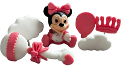 Set 6 decoratiuni comestibile din zahar, Minnie Mouse Decoratiuni din Pasta de Zahar Naty Shop