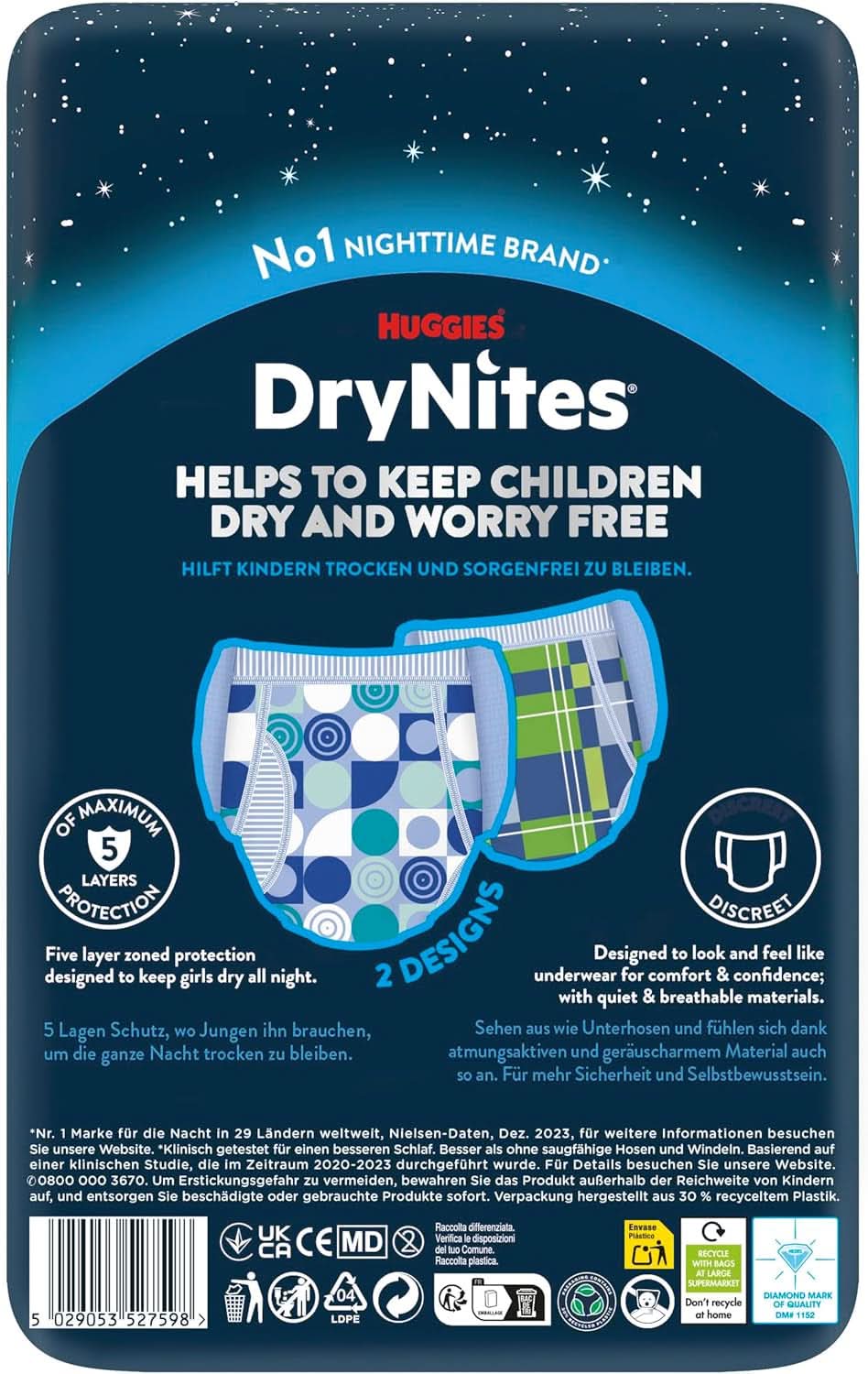 Huggies Drynites Super absorbent night diapers, for boys 8-13 years (30-48 kg), 9 pcs Mother and Child Naty Shop
