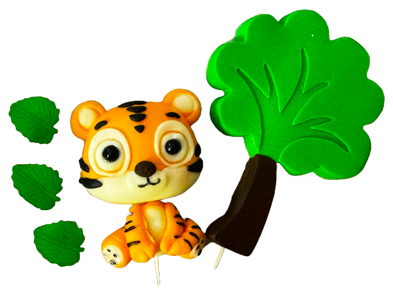 Set 5 decoratiuni comestibile din pasta de zahar, Pui de tigru Decoratiuni din Pasta de Zahar Nati Shop