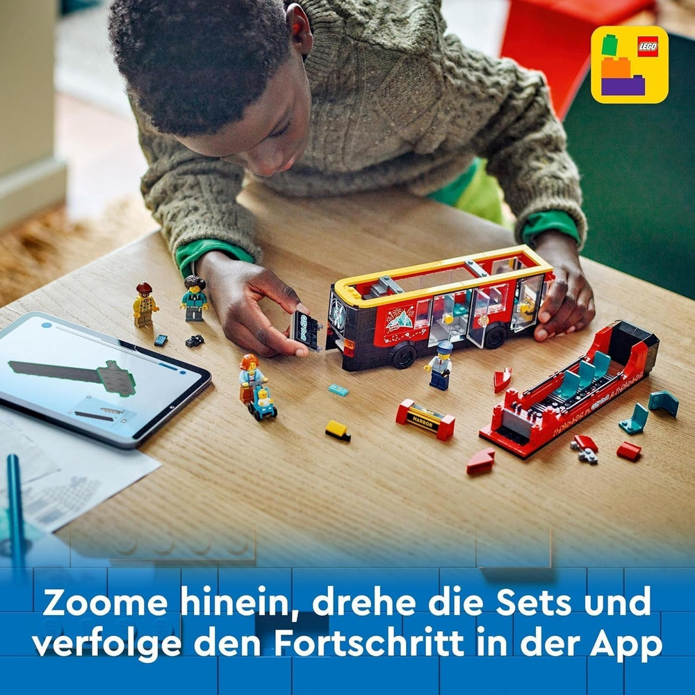 LEGO City double-decker bus, double-decker toy bus, vehicle set for girls and boys from 7 years old, contains 5 figures, including a baby in a pram 60407 Building sets Besuche den LEGO-Store
