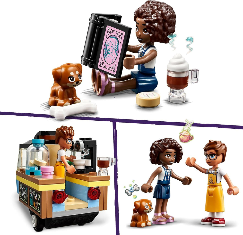LEGO Friends Rolling Café Small Baking Toy for Kids, Gift for Girls and Boys 6 Years Old, Educational Toy with Aliya, Jules and Aira the Dog 42606 Building Sets Beuche den LEGO-Store