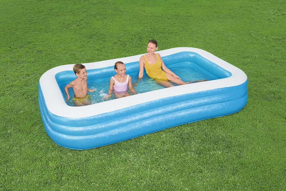 Bestway Family Pool Deluxe Rectangular Children's Pool Easy to Install Blue 305x183x56cm Inflatable Mattresses and Inflatable Accessories 305x183x56cm Color
