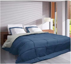 Poyet Motte Washable quilt with fixed cover - 140X200 Cm - Petrol blue/mastic beige Quilts and quilts Naty Shop