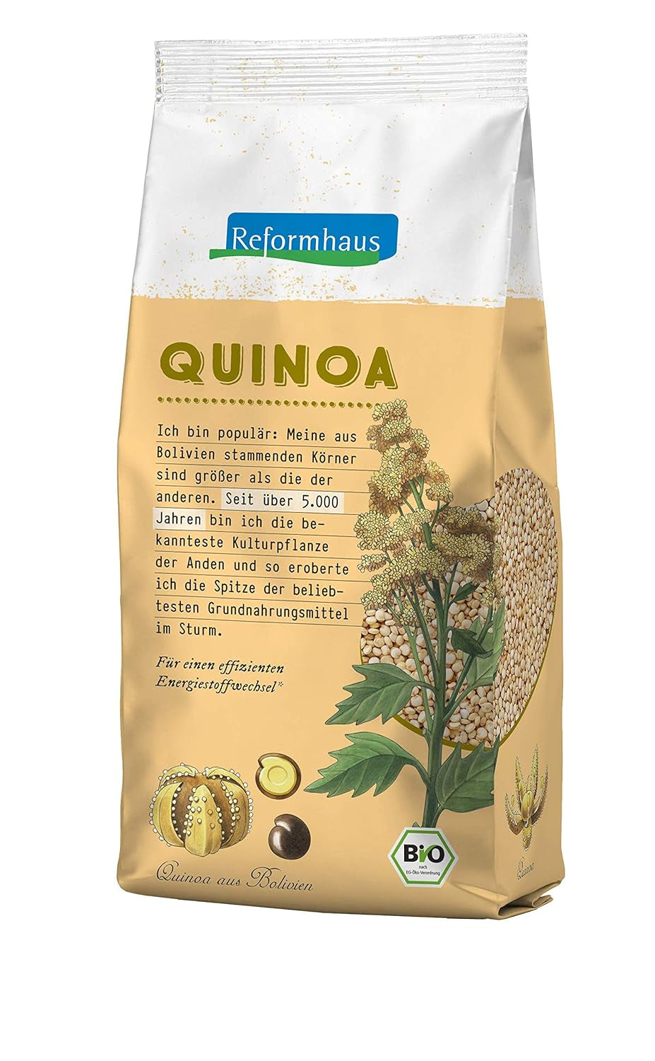 Whole white quinoa, gluten-free, organic, 500g