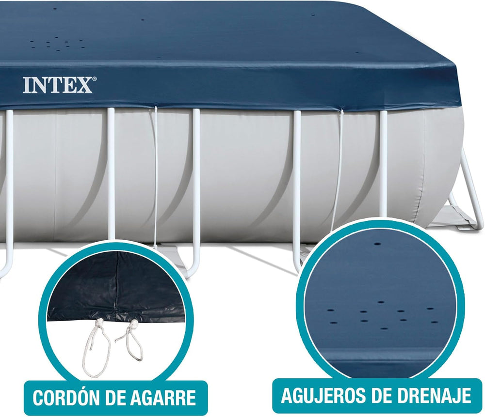 Prelată dreptunghiulară pentru piscină Intex 28037 - Prelată pentru piscină - 389 x 184 cm - Pentru piscine cu cadru dreptunghiular