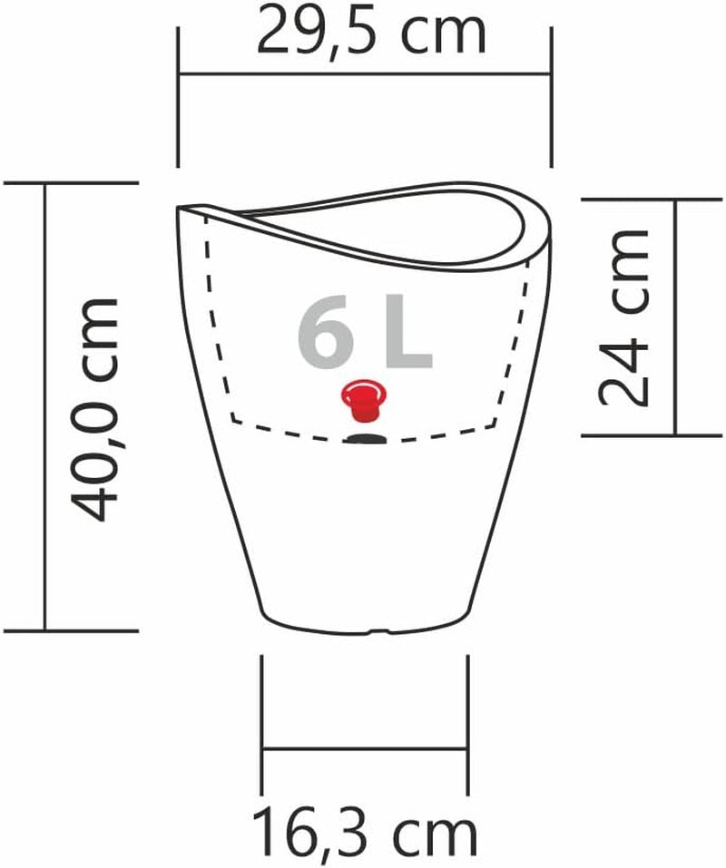 Scheurich Wave Globe High, recipient înalt din plastic, granit negru, diametru 29,8 cm, înălțime 40 cm, volum 6 l.