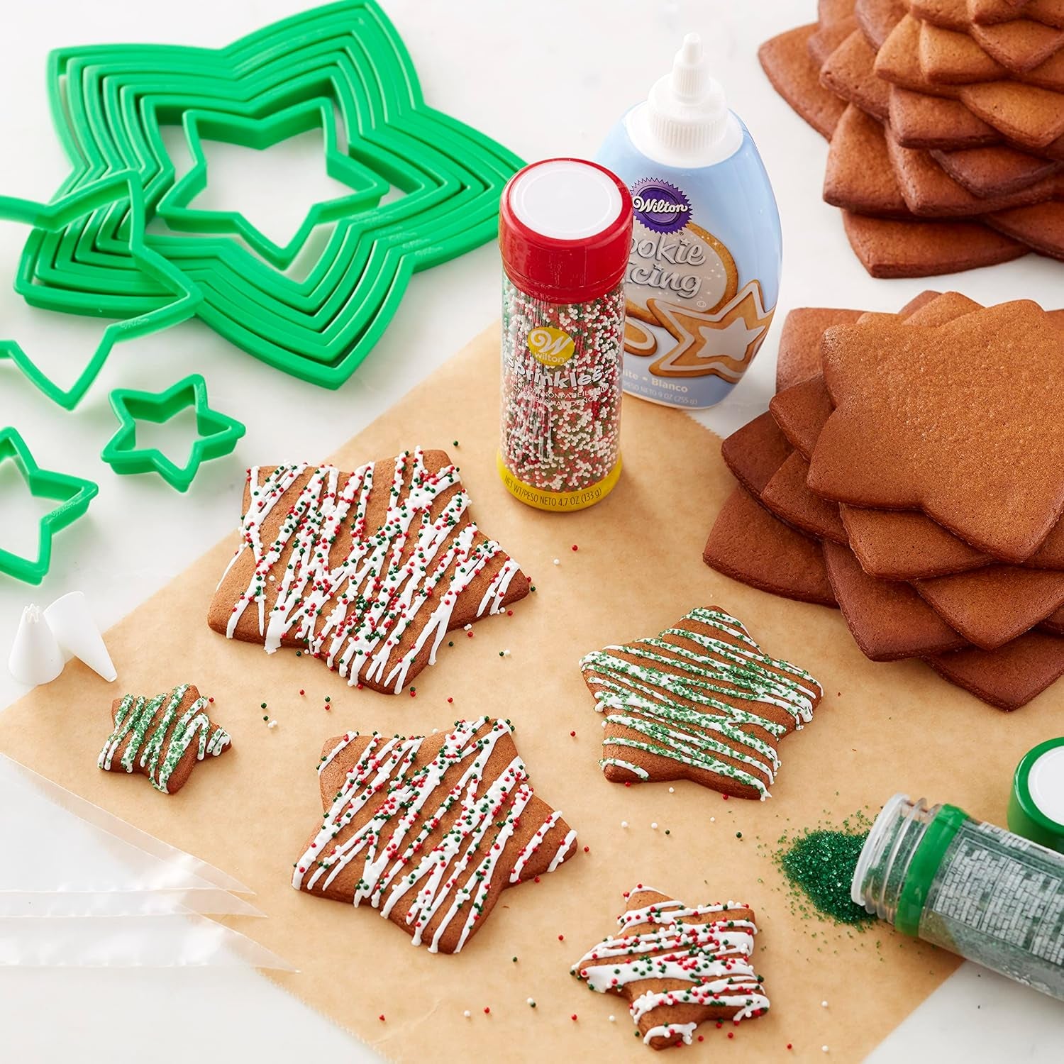 Wilton 2104-5919 Set de tăieturi pentru brad de turtă dulce, plastic, verde