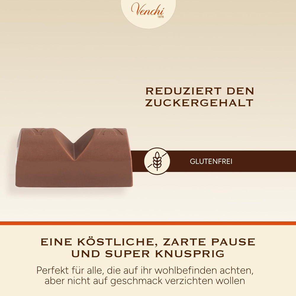 Venchi - Chocolate bars with milk and hazelnuts - 70% sugar - Pralines with PGI Piedmont whole hazelnuts, 1 kg - Gluten free