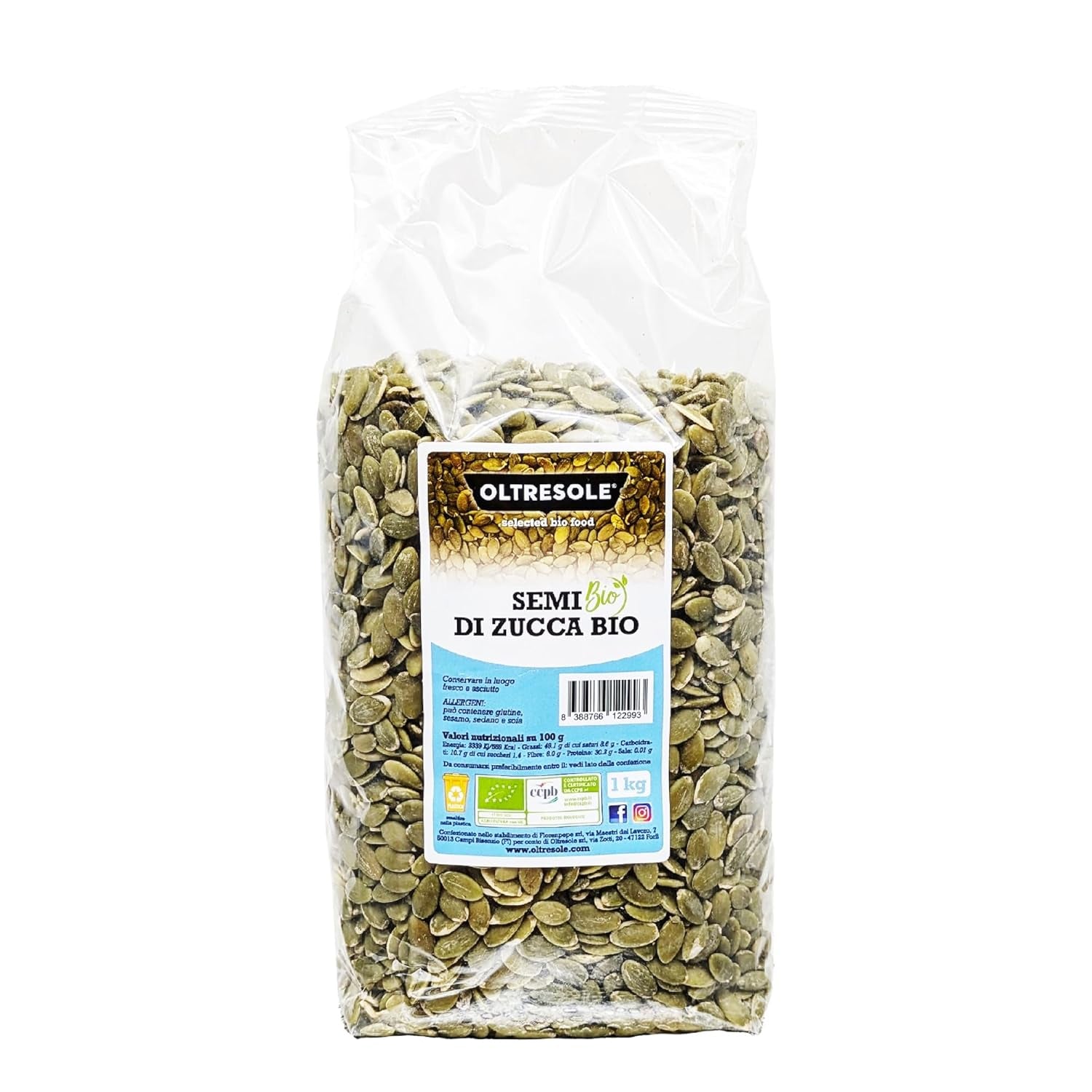 Organic Hulled Pumpkin Seeds 3kg, Raw, Oily, Unroasted and Unsalted Organic Seeds, Ideal as a Snack or Salad, Convenient Size
