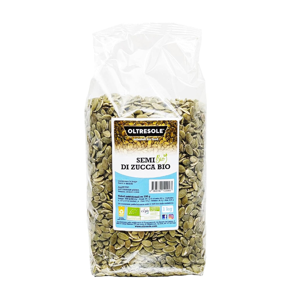 Organic Hulled Pumpkin Seeds 3kg, Raw, Oily, Unroasted and Unsalted Organic Seeds, Ideal as a Snack or Salad, Convenient Size