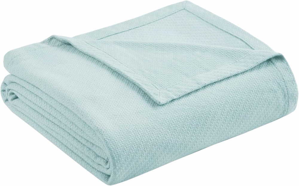 Madison Park Luxury Liquid Cotton High Quality Soft Comfortable 100% Ringspun Cotton Blanket For Bed Sofa Couch Blush Full/Queen Naty Shop Quilts & Quilts Light Blue King Size