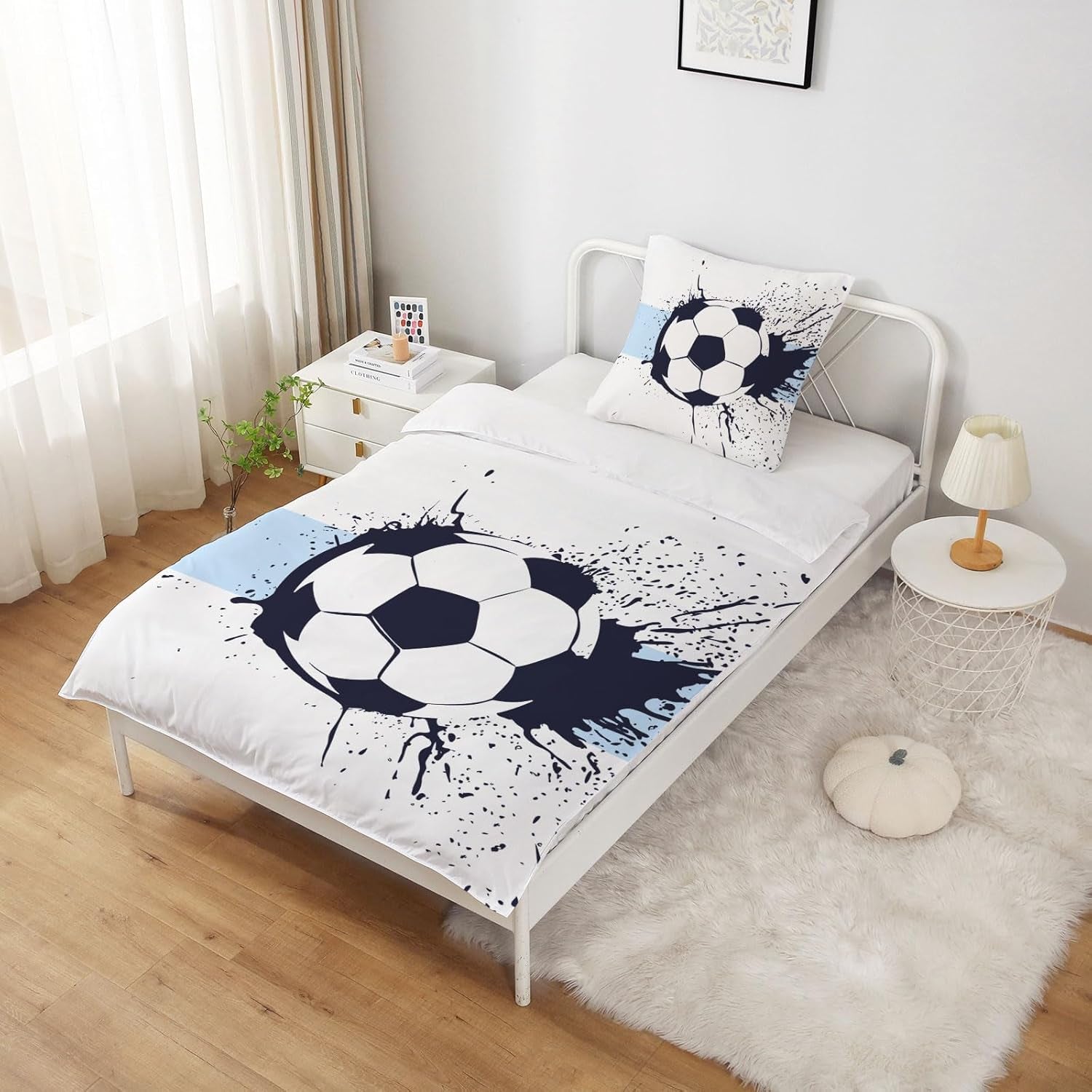Lenjerie de pat pentru baieti, fotbal, poliester microfibra Lenjerie de pat - copii Naty Shop