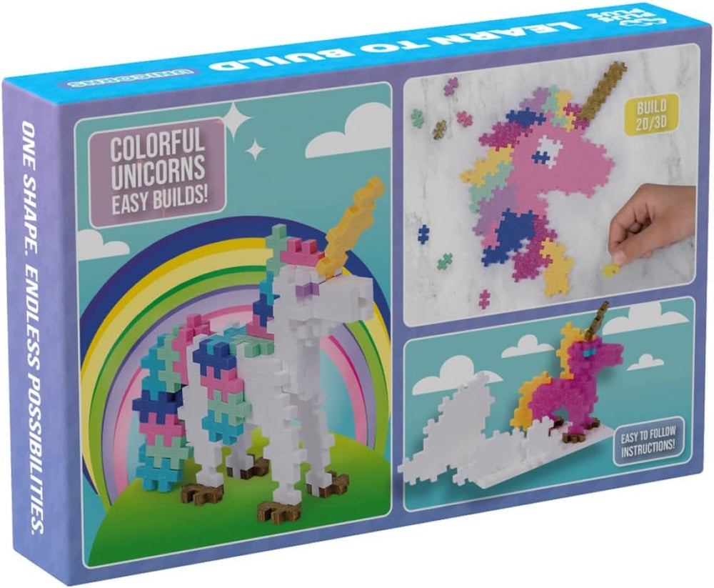 Plus-Plus 3908 Geniales Konstruktionsspielzeug, Learn to Build, Einhörner, Kreativ-Bausteine, 275 Teile