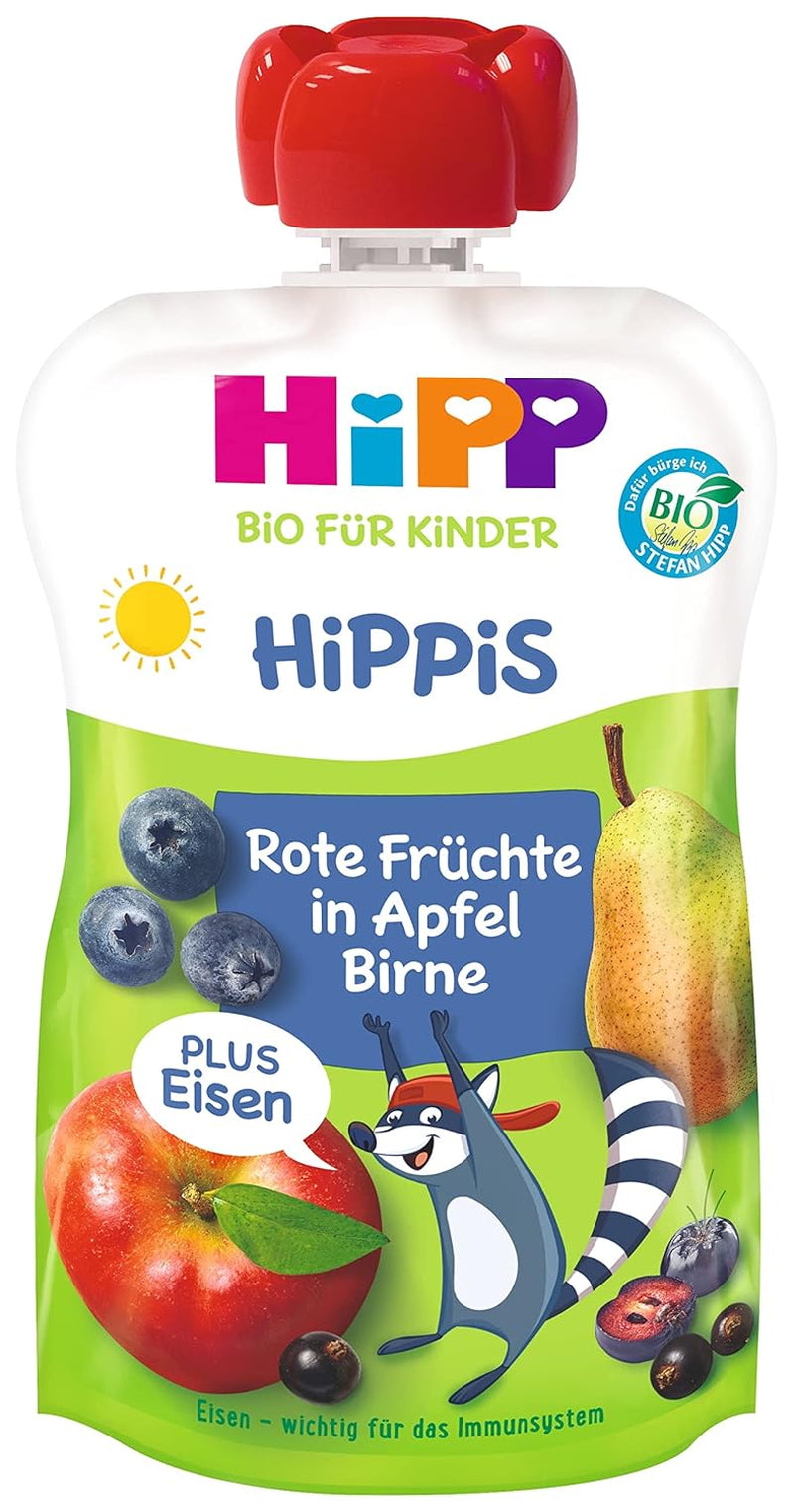 Hipp Organic, blueberries, apples, pears plus Iron Willi Raccoon, pack of 6 (6 X 100 G) Mother and Child Naty Shop Default Title