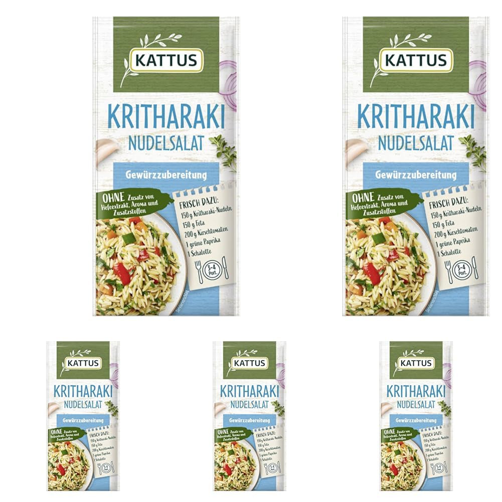 - Kritharaki-Nudelsalat Gewürzzubereitung | Seasoning for 3-4 Portions | Ohne Zusatz von Fefeextrakt, Aroma und Zusatzstoffen | 12 g in Bag