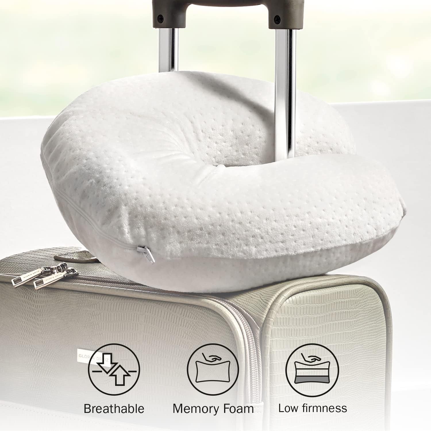 Pikolin Home - Pernă cervicală vâscoelastică pentru călătorii cu fermitate redusă, respirabilă și cu husă lavabilă cu fermoar.