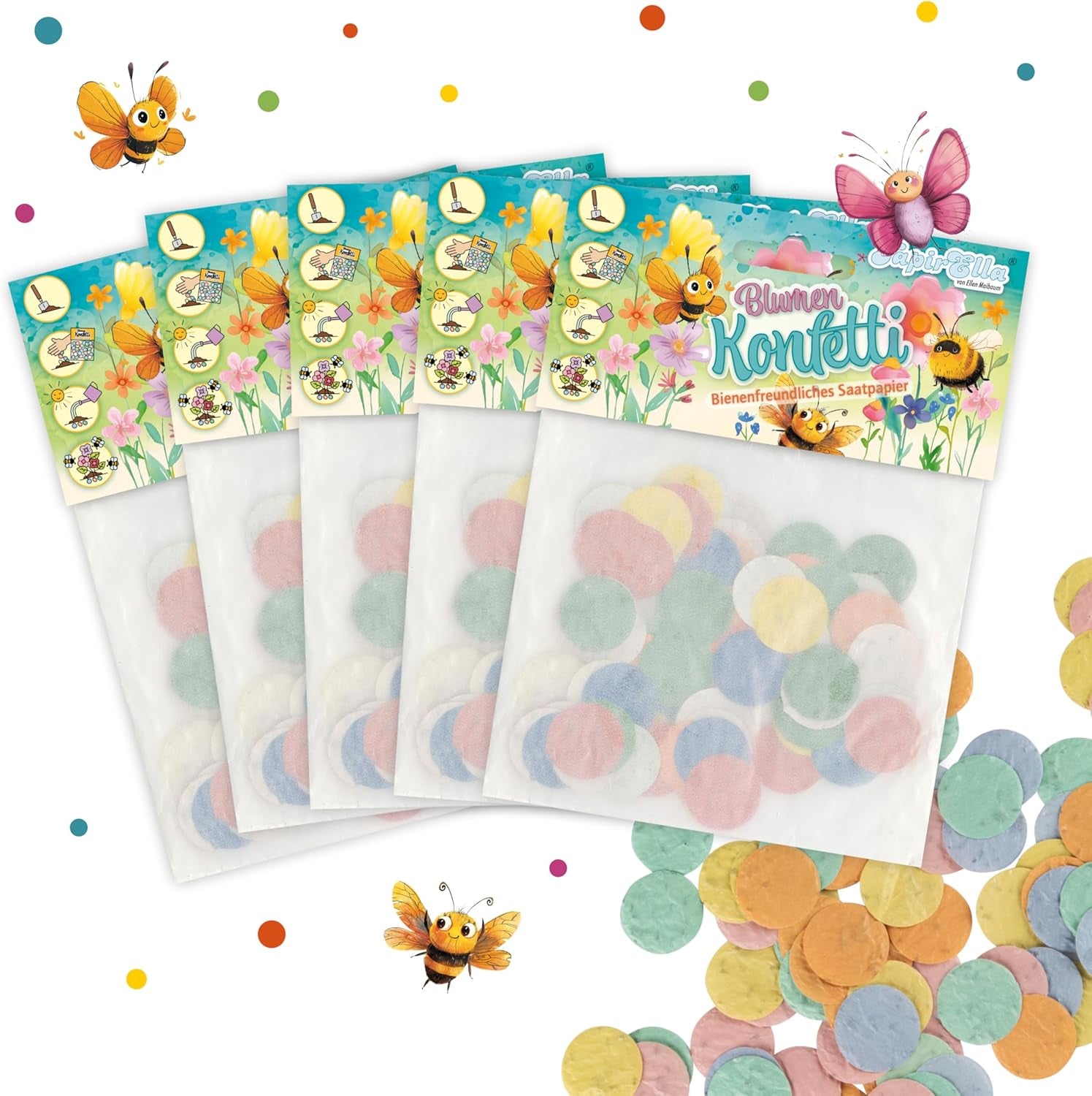 Blumen Konfetti, Wildblumen Mix, Samen Konfetti Mit Einem Mix Aus Bunten Blumen, Paradies Für Bienen Von Lutz Mauder, Saatpapier Mix, Geschenk, Dekoration (Ca. 150 Stck.)