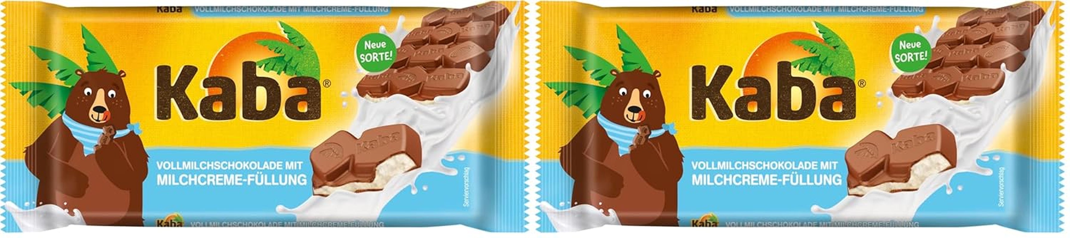 Kaba Whole Milk and Milk Cream Chocolate Filled Chocolate Bar 90g Bar Melting Chocolate with Light Milk Cream and Kaba Original Flavor (Pack of 2)