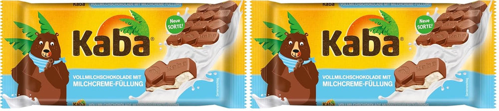 Kaba Whole Milk and Milk Cream Chocolate Filled Chocolate Bar 90g Bar Melting Chocolate with Light Milk Cream and Kaba Original Flavor (Pack of 2)