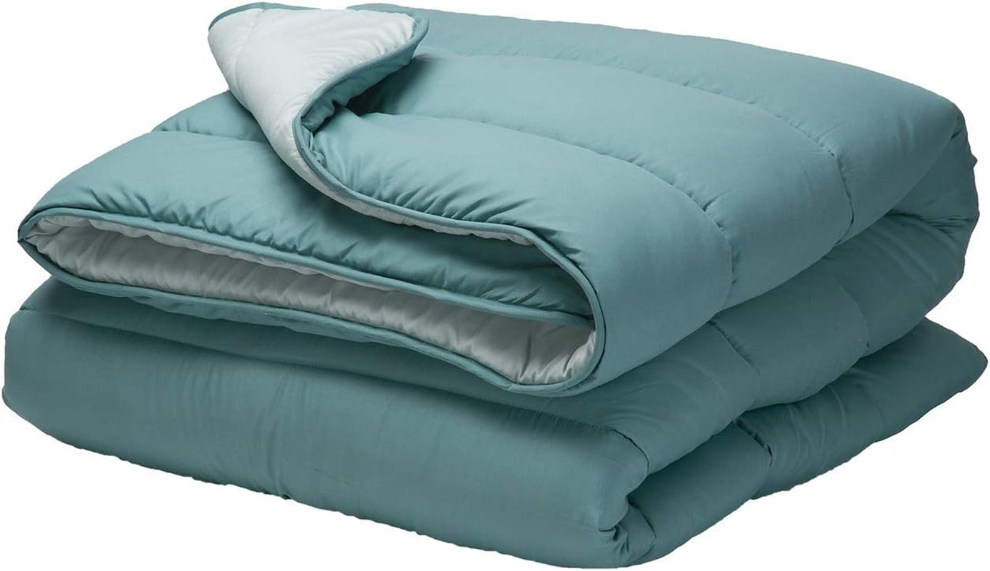 Pikolin Home - Reversible duvet 300 G - Two-tone Nordic filling - For bed 90 - comfortable, warm, breathable, green, 150 X 220 cm Duvets and quilts Naty Shop Dark green Pillow 100/105 - 180 X 260 Cm