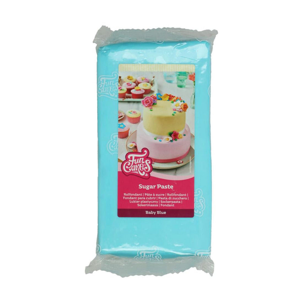FunCakes Baby Blue fondant rulat: Ușor de utilizat, neted, flexibil, moale și pliabil, perfect pentru decorarea prăjiturilor, halal, kosher și fără gluten. 1 kg Pasta de zahar Naty Shop Default Title