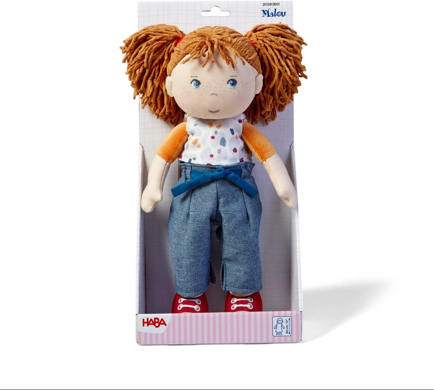 Păpușă HABA Malou - Păpușă mare de cârpă de 30 cm cu care te poți juca și pe care o poți îmbrățișa - Materiale moi și lavabile - Alternativă ideală la o păpușă de pluș - Potrivit pentru copii cu vârsta de 1,5 ani și peste - 2010818001 Papusi Naty Shop