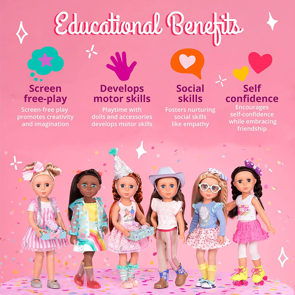 Glitter Girls - Sashka - 36 cm Bewegliche Modepuppe - Blondes Haar & grüne Augen - Cupcake-Kleid mit Haarschleife - Glitzerschuhe & Gepunktete-Leggings - 3 Jahre +