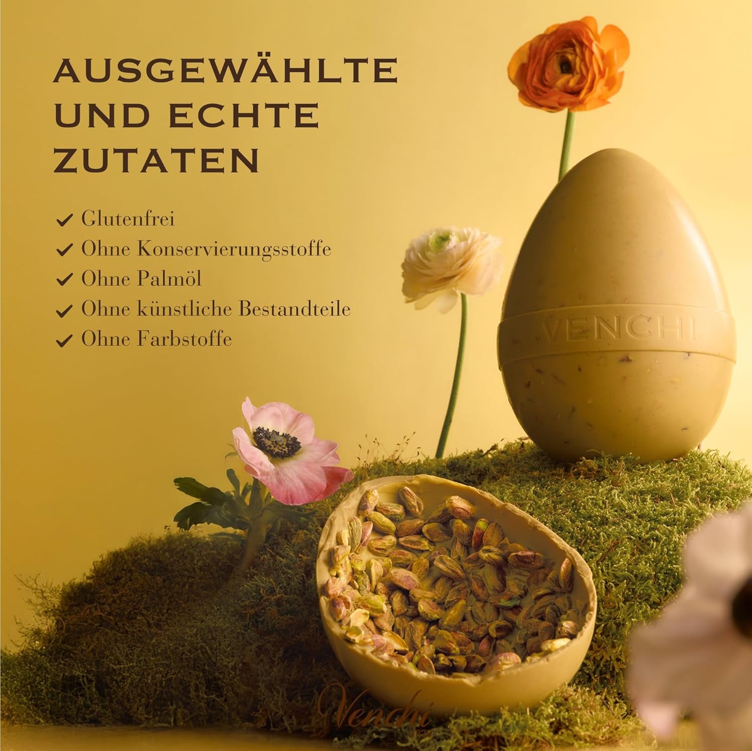 Venchi - Chocolate egg, pistachio flavor, with whole pistachio, with surprise, gluten free, 500g, Easter collection, gift idea