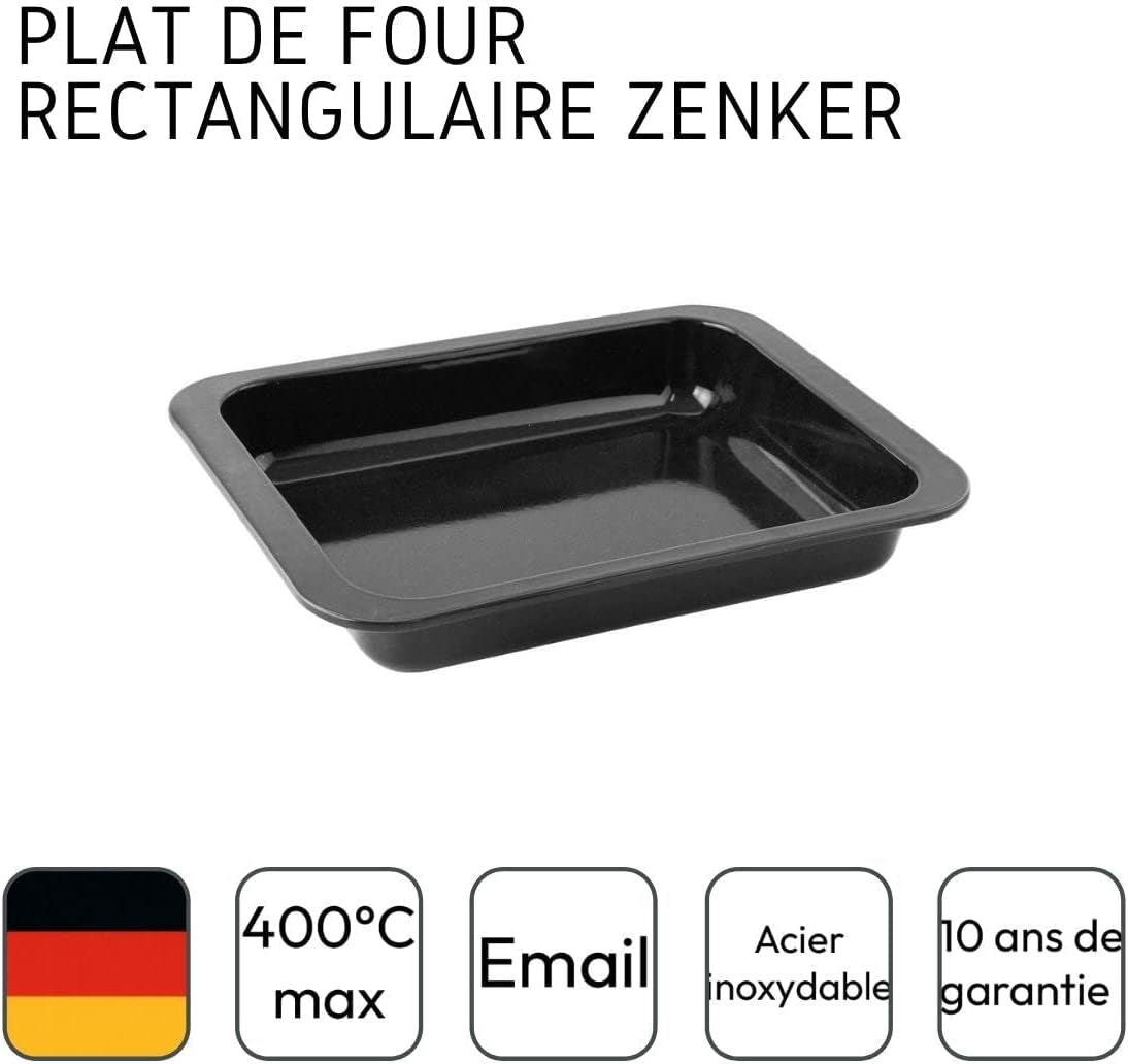 Zenker Ofenbackform (33 X 5 X 25 Cm) SPECIAL COOKING, Rechteckige Auflaufform Mit Enamelle-Versiegelung, Backform Mit Extra Hohem Rand (Farbe: Schwarz), Menge: 1 Stück Molds and trays for baking Naty Shop
