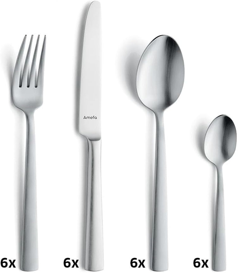 Amefa Ventura Cutlery Set 6 People, 24 Parts, Stainless Steel 18/0, Kitchen Naty Shop