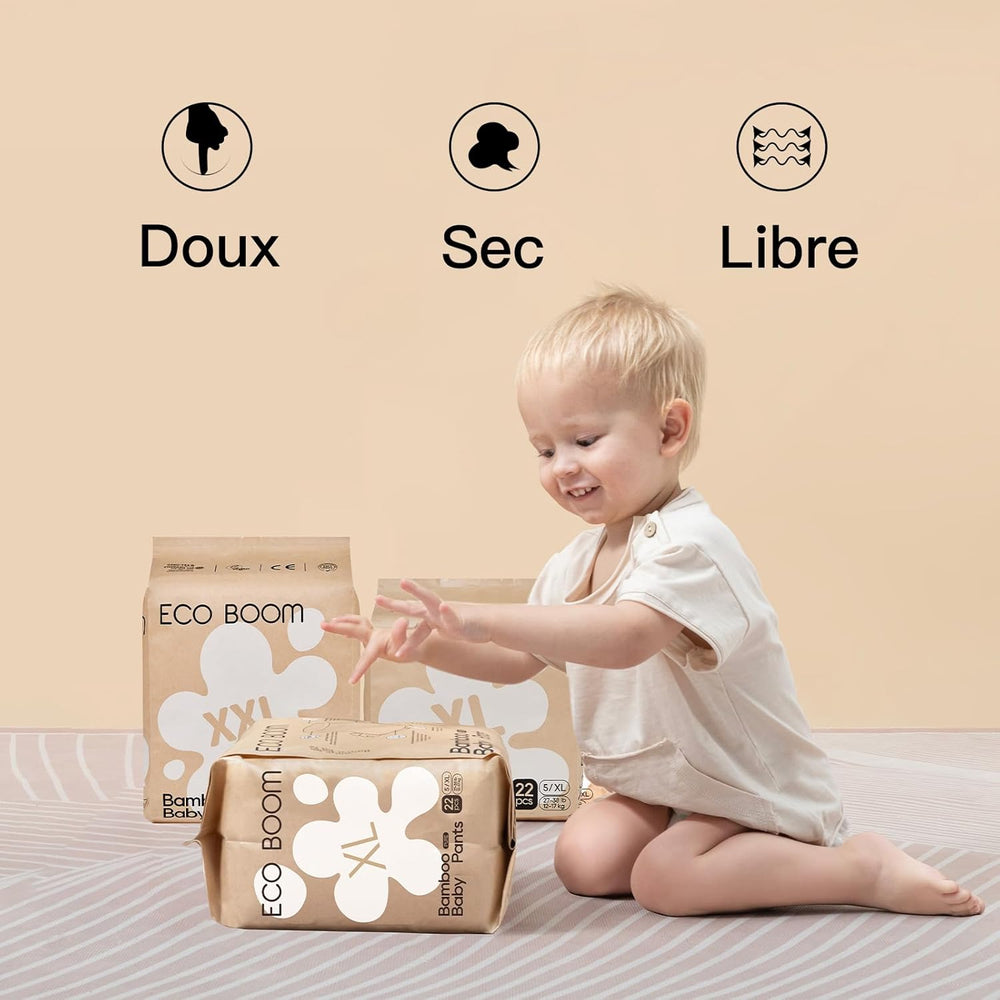 ECO BOOM Bamboo Baby Diapers - Size 6 (20kg), Plant-Based Pull-Up Diapers (17pcs) - Premium Organic, Fragrance Free, Skin Friendly, Super Absorbent