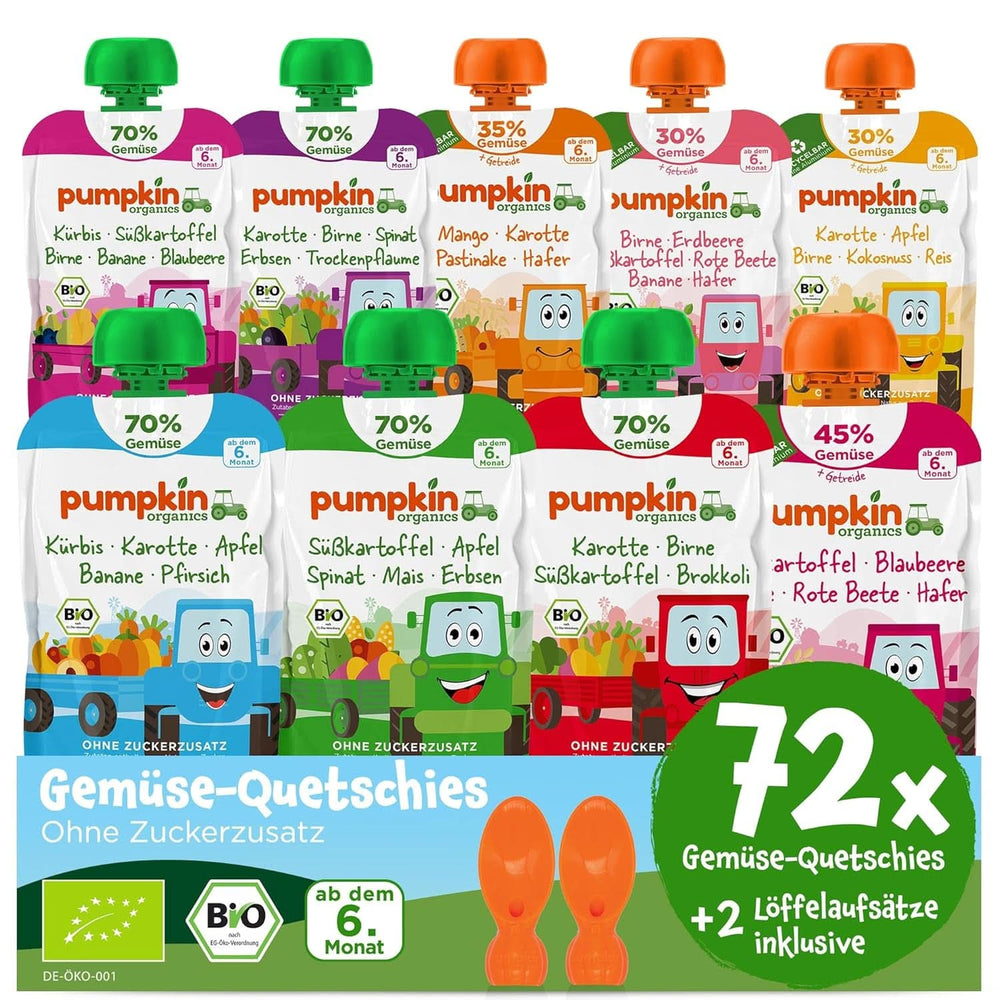 Pumpkin Organics 24Pack, organic vegetable puree, no added sugar, for babies from 6 months, 24 x 100 grams Mother and Child Naty Shop 72 x 100 grams