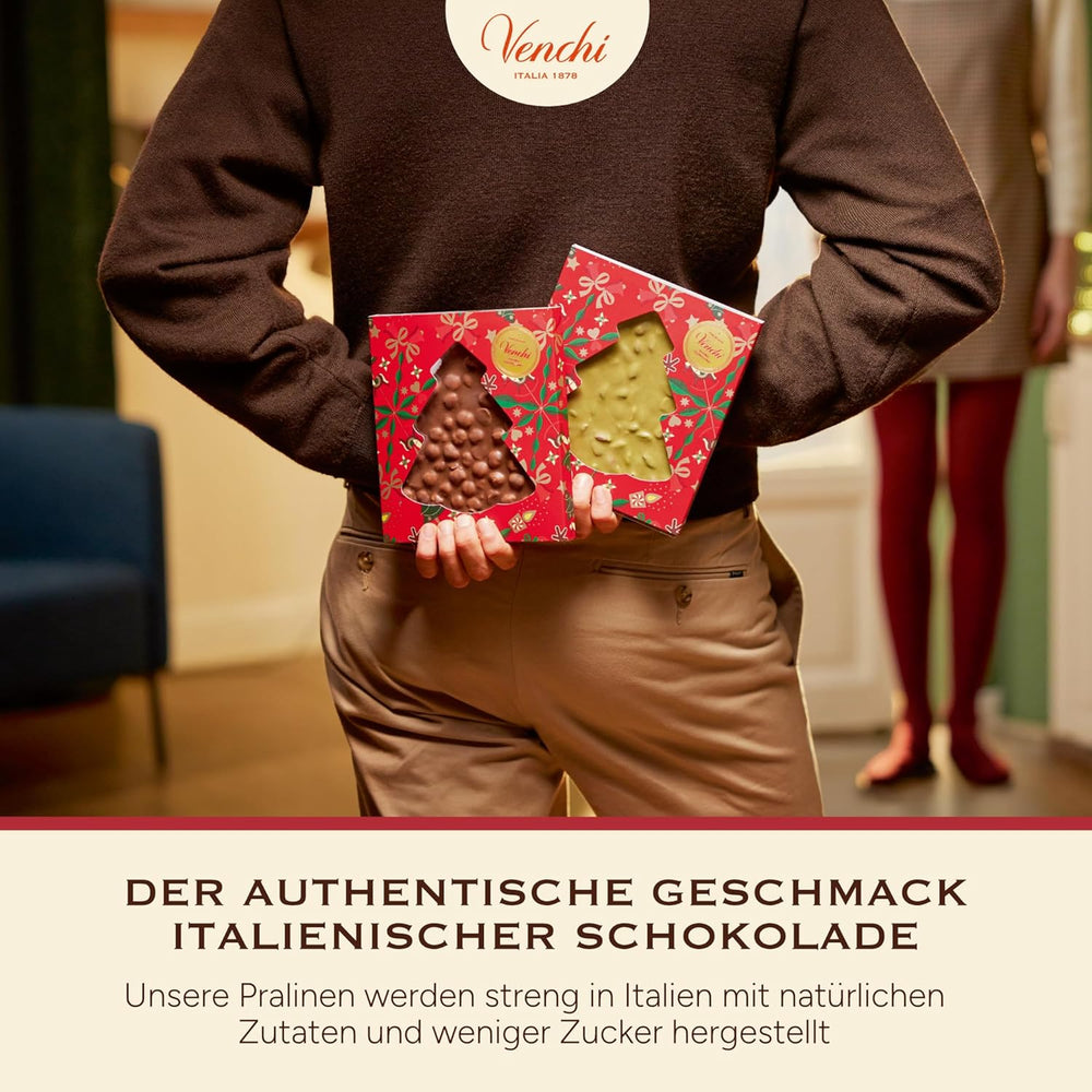 Venchi, Brutto&Buono, Handmade "Piedmont Forest Hazelnut" Fir Tree Shaped Milk Chocolate Bar, 200g, Gluten Free, Limited Edition Christmas Collection, Gift Idea