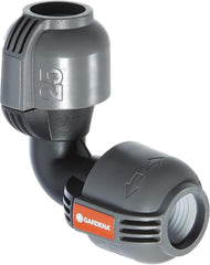 Sistem de irigații Gardena, piesă în L: Conector pentru schimbarea direcției conductei de alimentare, 25 mm, tehnologie de conectare Quick&Easy, compatibil cu conductele de alimentare Gardena de 25 mm, asamblare fără unelte (2773-20)