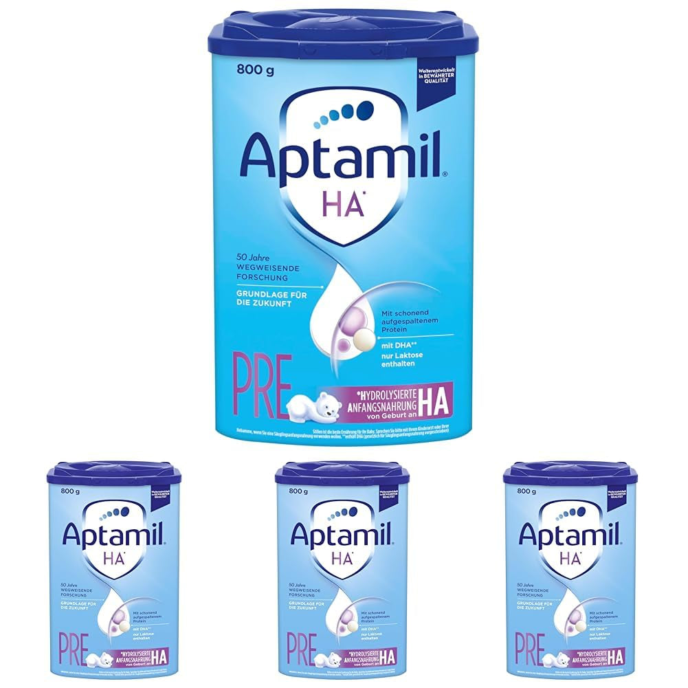 Aptamil HA PRE - Infant Formula from Birth with DHA Lactose Free Palm Oil Free Baby Food Milk Powder 800g (Pack of 4)