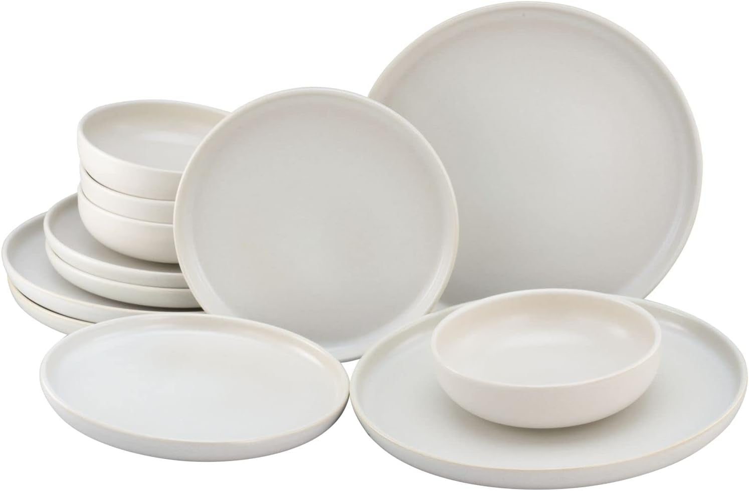 Creatable, 22979, Serie Uno BLACK, 12-Teiliges Geschirrset, Teller Set Aus Steinzeug, Spülmaschinen- Und Mikrowellengeeignet, Made in Portugal Tableware Sets Naty Shop Offwhite Tafelservice 12 Teilig