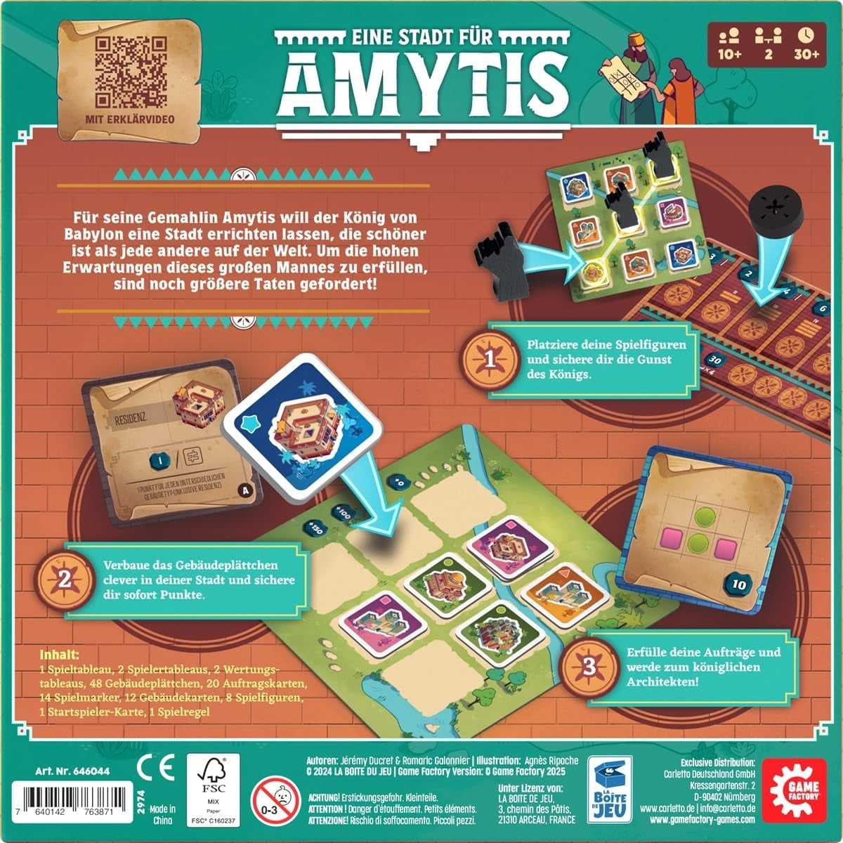 Game Factory 646044 A City for Amytis Addictive Dueling Game 2 Player Tactic Game Ages 10+ 2 Player Board Game Party Game