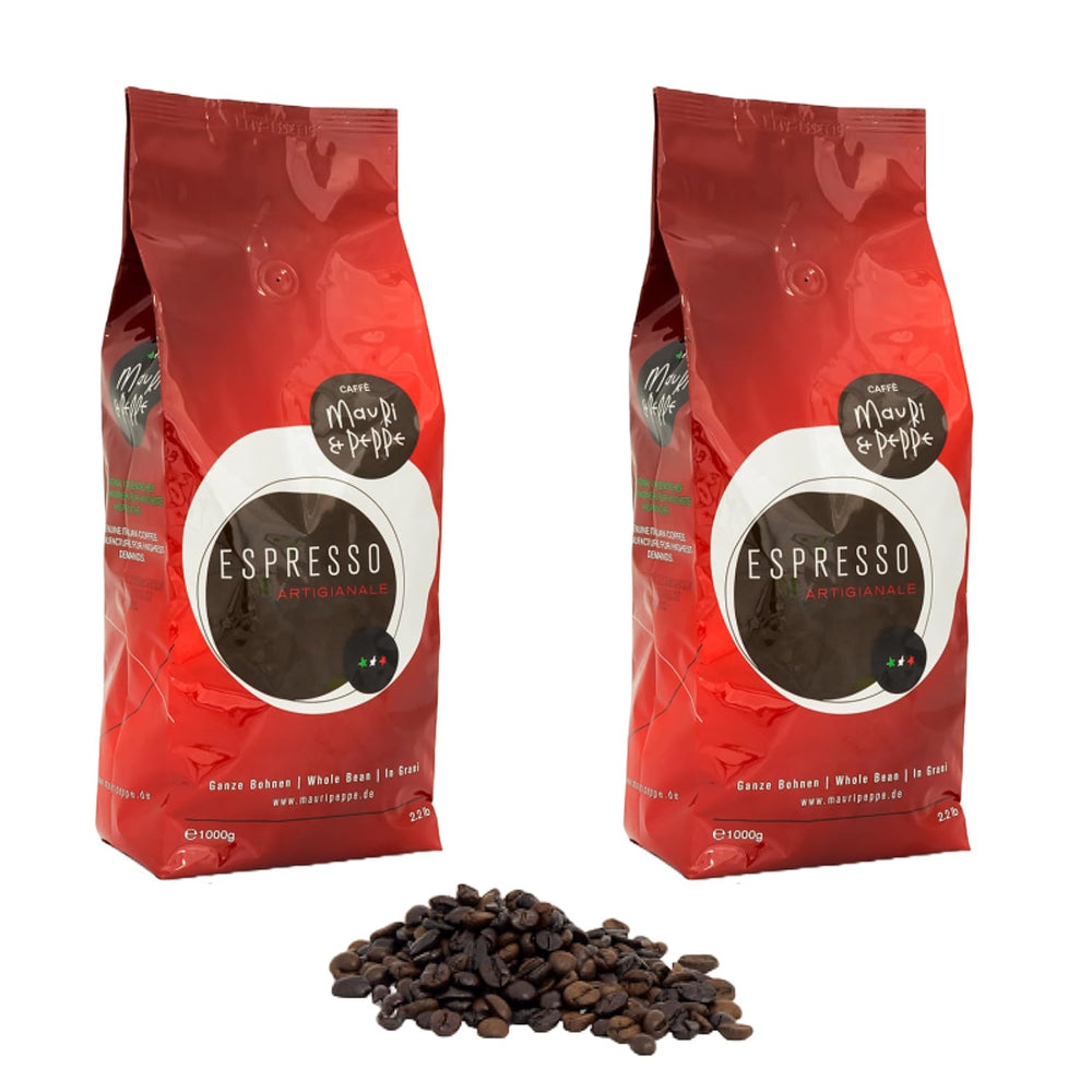 Espresso 2 x 1000g boabe de cafea întregi - Meșteșug original italian de prăjire pentru cele mai înalte exigențe! Cafea, Cappuccino, Espresso, Latte Macchiato