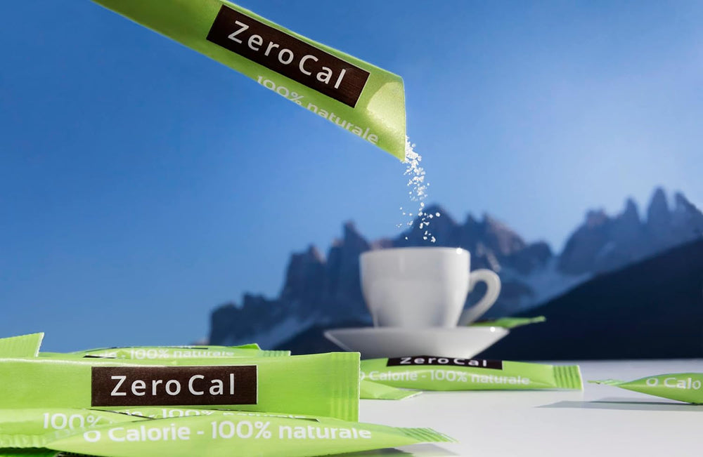 Zerocal - 1:1 (Erythritol + Stevia) 100 Sticks Je 3 G | Ideal for sweetening coffee, tea and other drinks Gleiche Süßkraft Von Zucker | Gluten-free, Vegan, GMO-Free | Kalorien Und GI = 0 Sweeteners Naty Shop