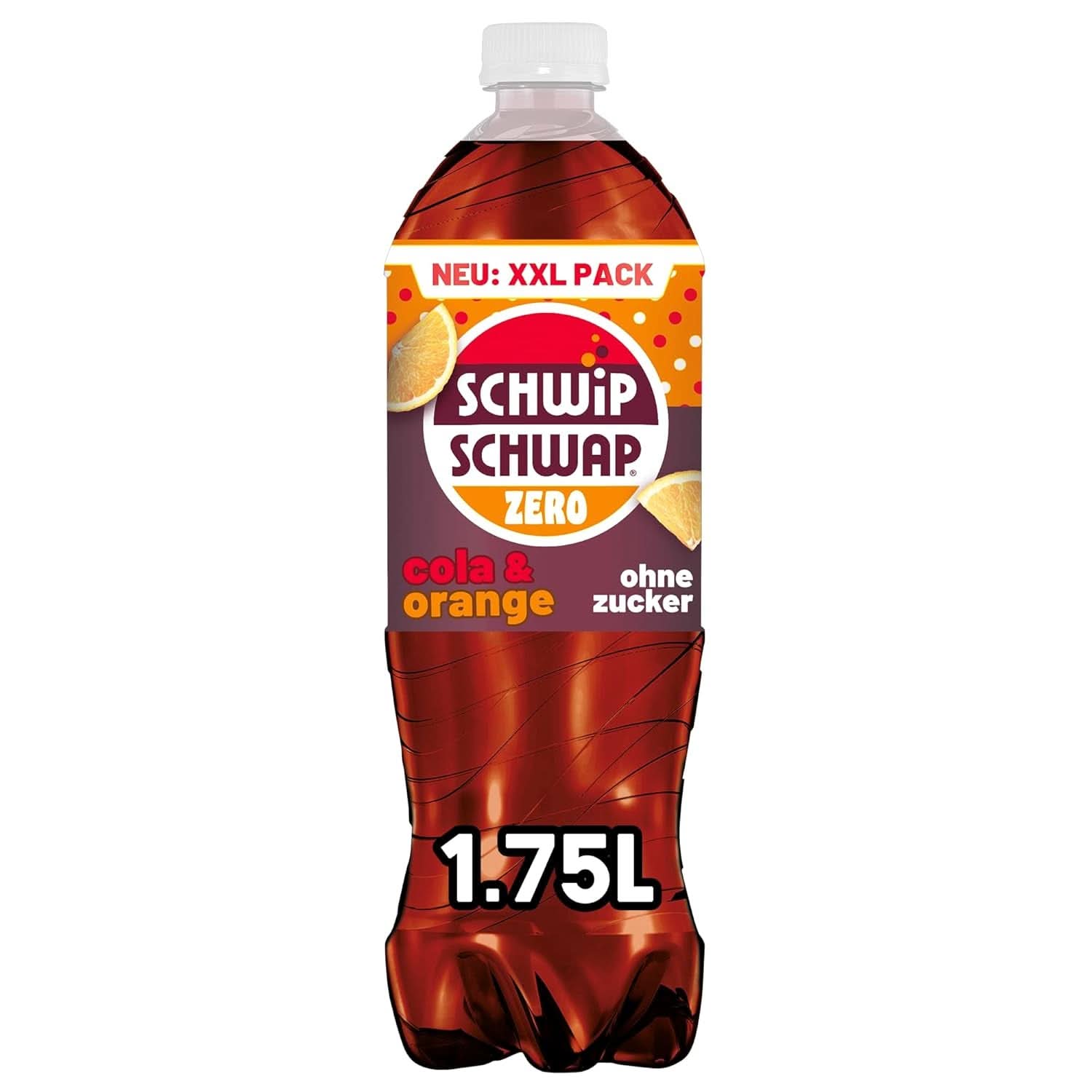 SCHWIPSCHWAP ZERO - XXL PACK - Caffeinated cola soft drink with oranges, set 6 x 1.75 liters Naty Shop