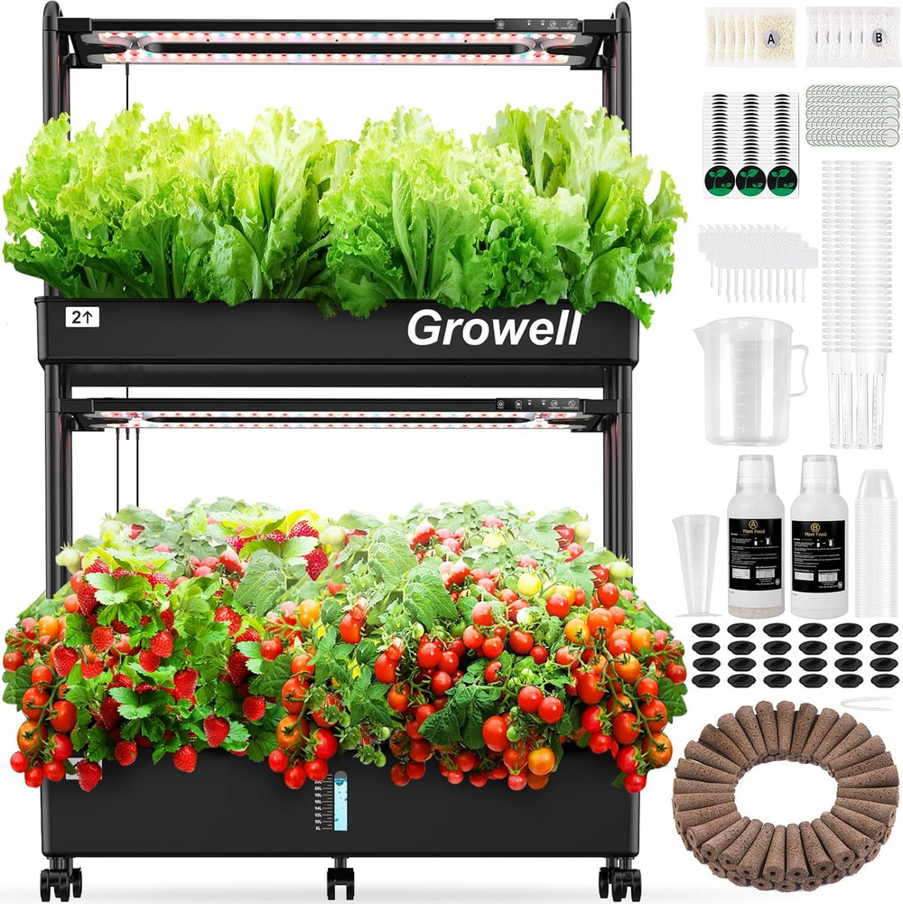 Large Hydroponic Grow System Kit 120 Capsules Vertical Hydroponic Garden with 2 Lighting Modes Grow Light Automatic Water Circulation System 48L Indoor Herb Gardening System