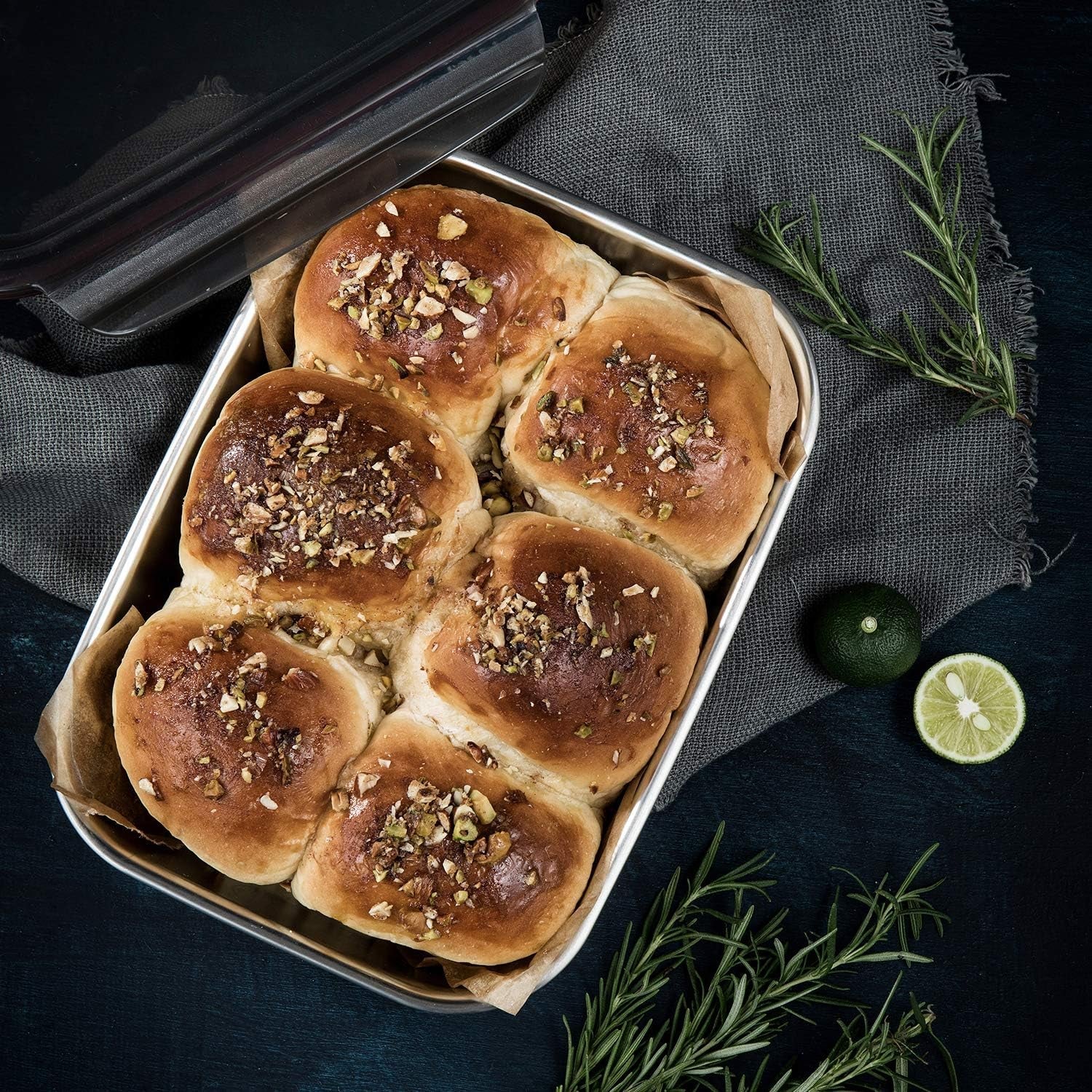 CANDL Cuitisan (Flora) borcan de depozitare a alimentelor din oțel inoxidabil cu capac cu clip, dreptunghiular, potrivit pentru cuptor cu microunde + cuptor, borcan de depozitare, EC7-SS10 2800ml Cutii depozitare alimente Naty Shop