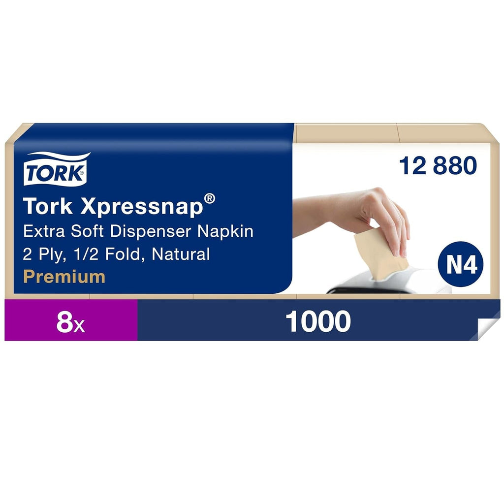 Șervețel dispenser Tork Xpressnap Extra Soft Nature N4, Premium, 1/2 ori 2 straturi, 21,3 cm X 16,5 cm, 8 × 1.000 șervețele, 12880