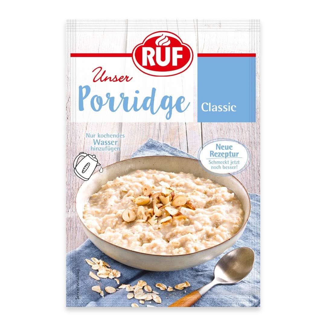 RUF Porridge Raspberry White Choc, Porridge instant cu bucăți de zmeură și ciocolată albă rasă, 65 de grame Cereale Naty Shop 65 grame Classic