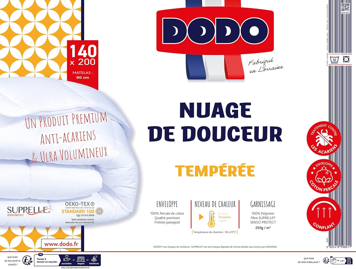 Blanket, Percale, Premium cotton, Temperate, 140 X 200 Cm, For single bed, Cloud-shaped blanket, Bite-resistant and inflatable, Machine washable at 40 °C Duvets and quilts Naty Shop