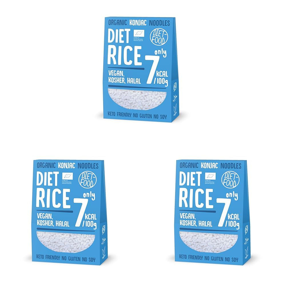 DIET-FOOD Organic Shirataki Konjac Instant Rice, Low Carb, Low Calorie, Vegan, Fat Free, Soy Free, Gluten Free, Keto Friendly, Slimming, 300 Grams