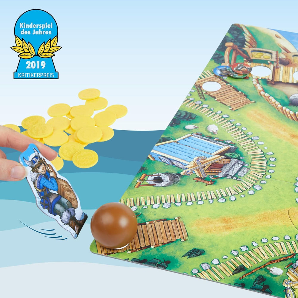 HABA Valley of the Vikings - Fast Dexterity Board Game Ages 6+ for 2-4 Players - XXL Game Board and 3D Viking Ships - Promotes Tactics and Courage - 1304697001