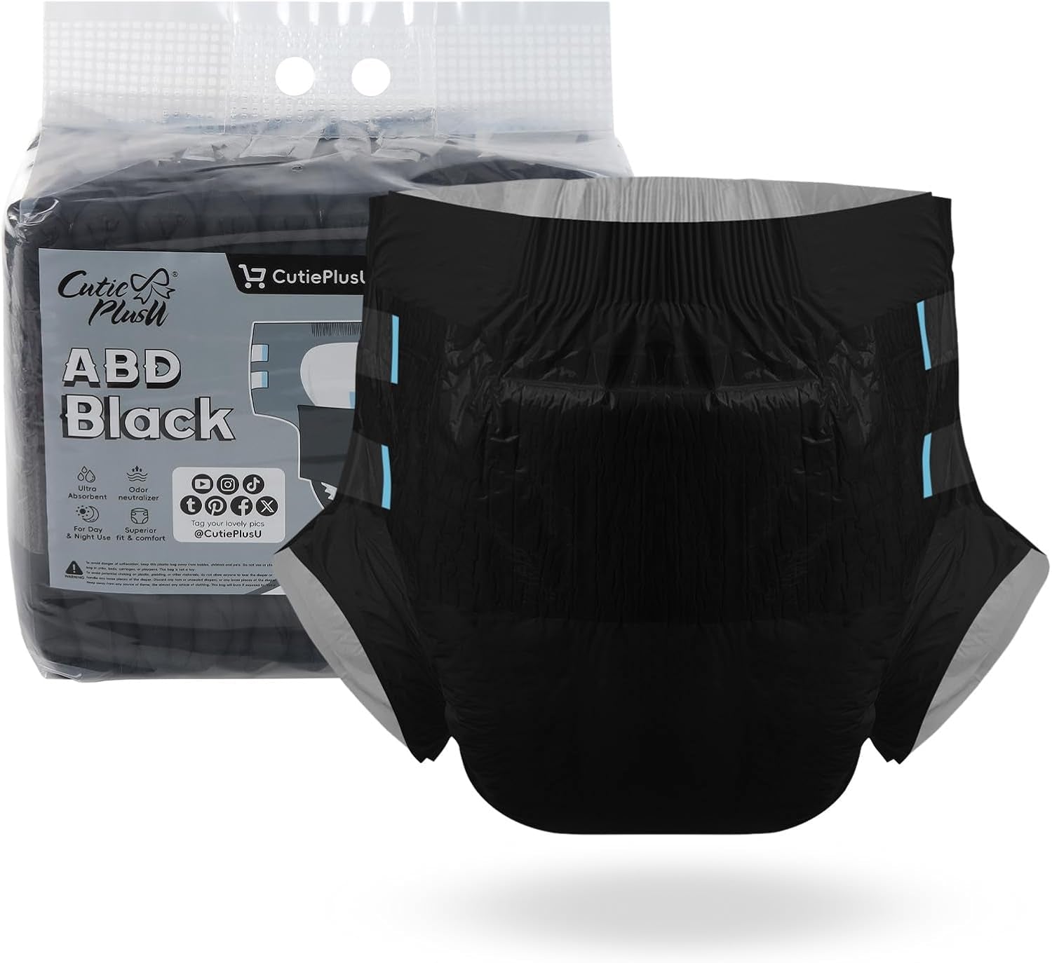 CutiePlusU Adult Diapers, 10 Pack Disposable Incontinence Panties with Loops for Women and Men, Maximum Absorbency Overnight - Yellow (Medium Size 71-96cm)