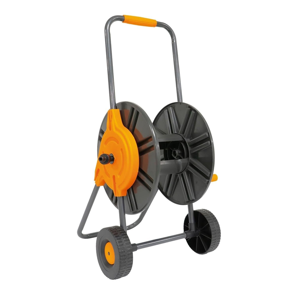 Amig - Rolă de furtun | pentru furtunuri de 1/2" | max. 60 m rulată | cu manivelă pentru înfășurare ușoară | polipropilenă | portocaliu și gri